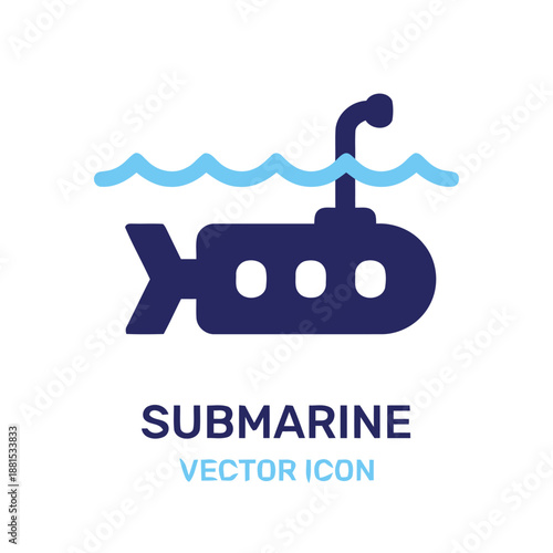 Submarine icon vector underwater vessel exploration symbol