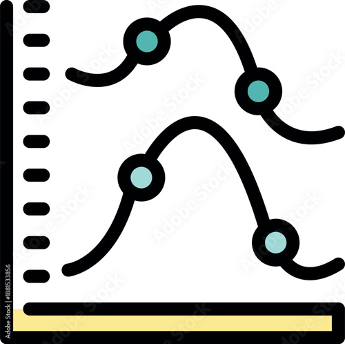 Line graph depicting data analysis with plotted points, representing fluctuating trends over time