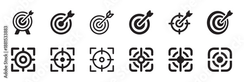 Target icon set in solid and outline style vector