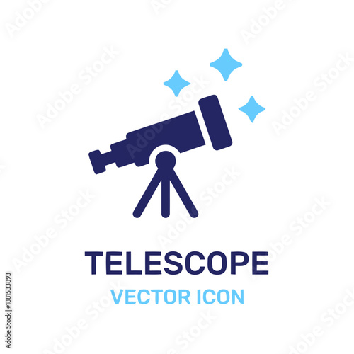 Telescope vector icon showing stars astronomy exploration tool