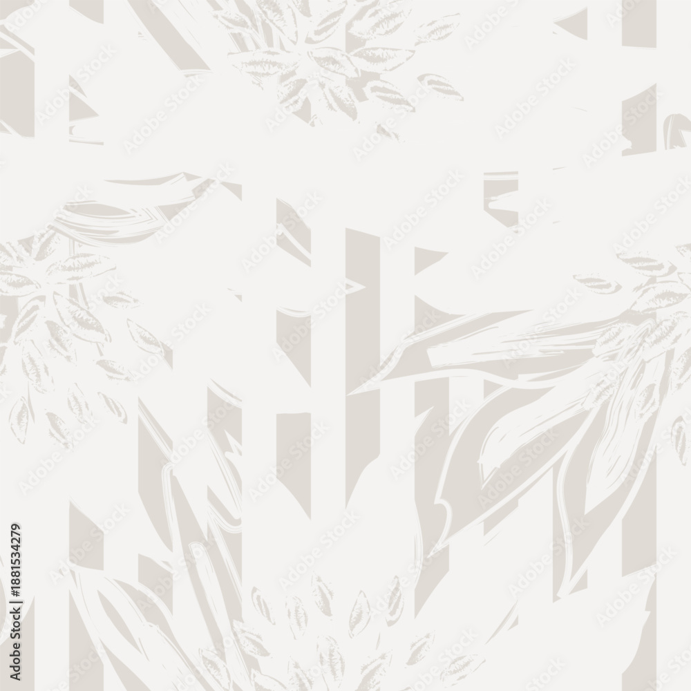 Fototapeta premium Cream Floral striped seamless pattern design