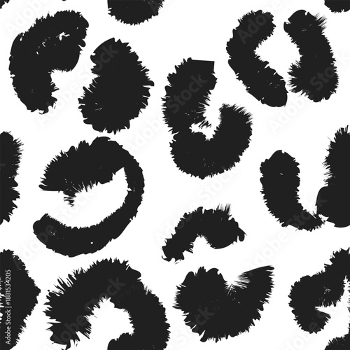 Black and White Animal Leopard Seamless Pattern