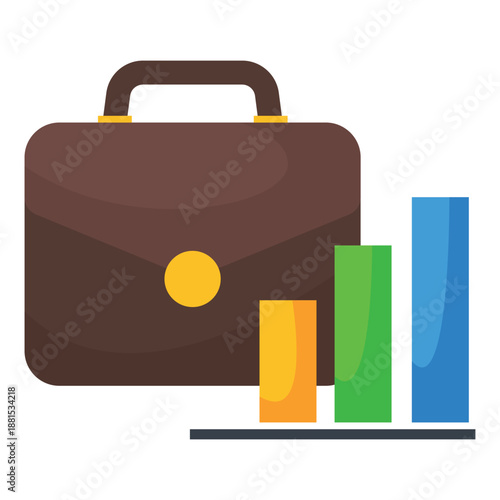 Briefcase and graph icon design