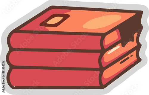 Stack of Three Academic Books for Education and Literature Library Concept