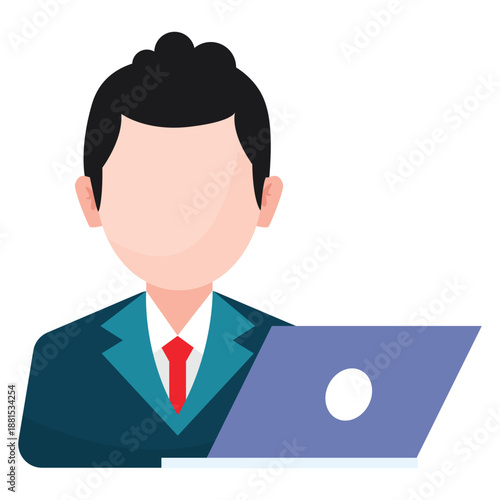 Business man and laptop icon design. Working business icon