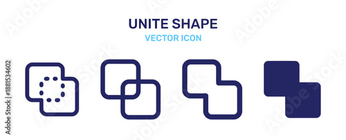 Unite shape vector icon showing combining shapes into single design