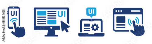 User interface design icons showcasing digital interface and development