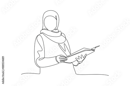 Reading Daily Notes. Real life story telling Concept. Single line draw design. Vector graphic illustration