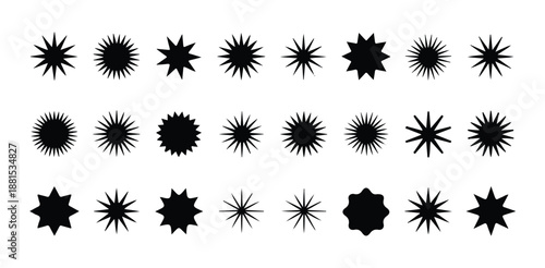 Black starburst shapes vector collection sunburst graphic elements set geometric explosion effect retro emblem design