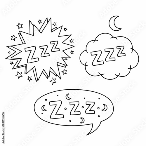 Illustration Simple Black and White Zzz Word Balloon