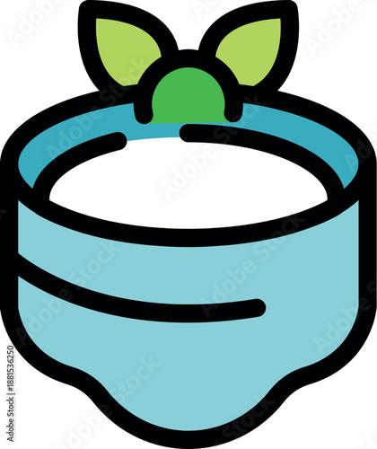 Open cosmetic cream container with green leaves, symbolizing natural ingredients for moisturizing and skincare