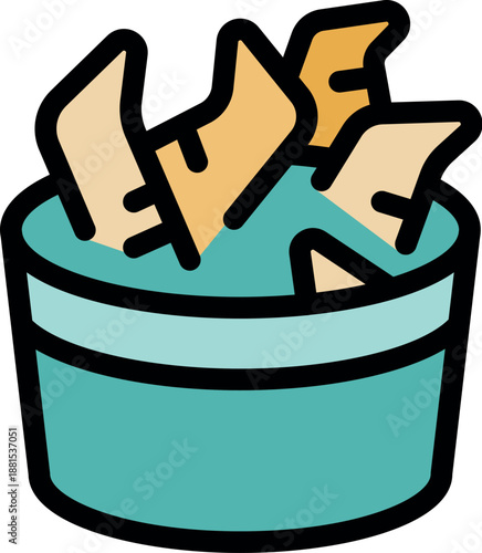 Crunchy tortilla chips are being dipped into a vibrant green guacamole, served in a convenient plastic cup