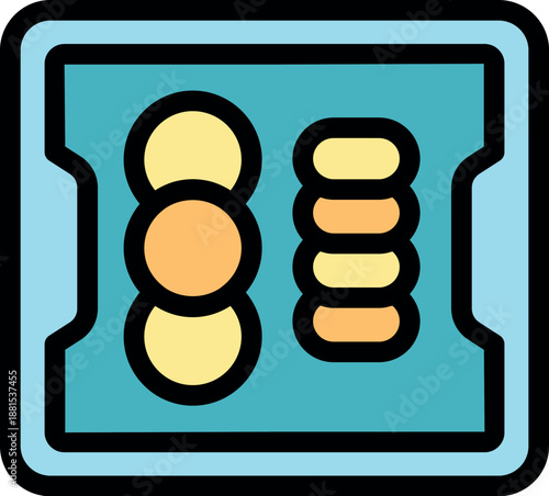 Blister pack securely holding round tablets and stacked capsules, symbolizing pharmaceutical packaging and medication delivery