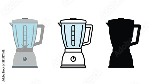 Three different blender designs on a white background