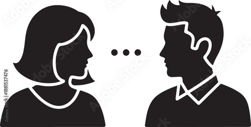 Silhouettes of two couples talking icon