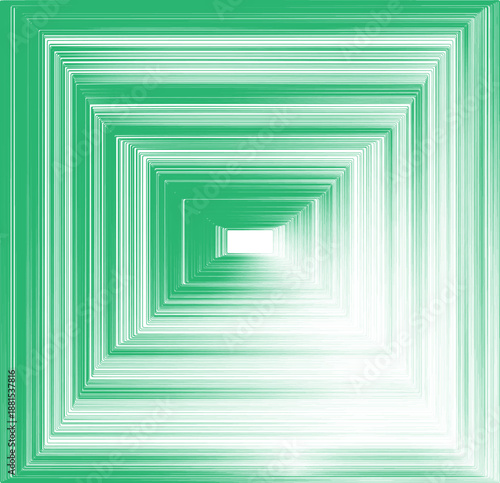 An abstract green vector background featuring a pattern of 3d squares creates an empty gallery space with a light wood frame for a blank art exhibition in a modern interior design illustration