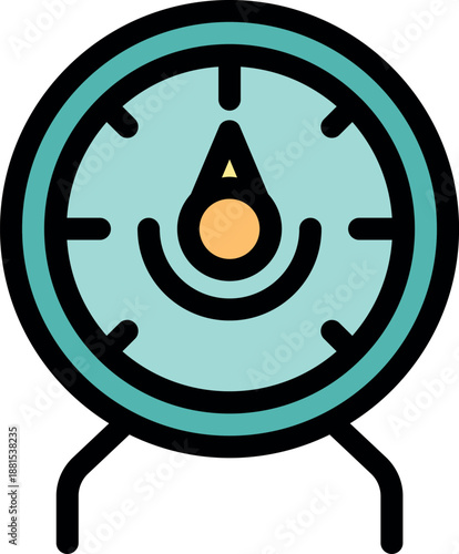Hygrometer measuring air humidity with indicator arrow pointing upwards, indicating high humidity level