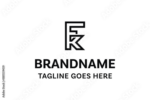 Letters FK Monoline Logo, suitable for any business with KF or FK initials