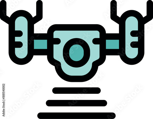 Drone flying and scanning the ground, sending a signal