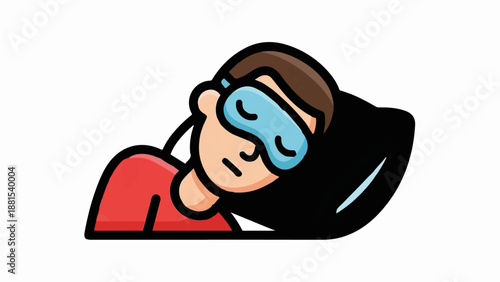 Person with sleep mask rests head on pillow