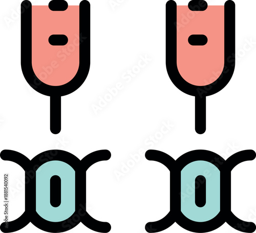 Ovulation and sperm fertilizing egg process icon set representing human reproduction and fertility