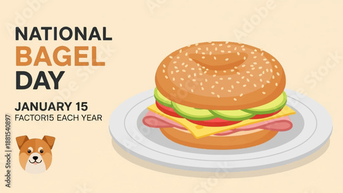 National Bagel Day celebration with a dog illustration