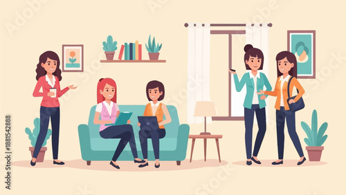 People collaborating in a comfortable indoor workspace