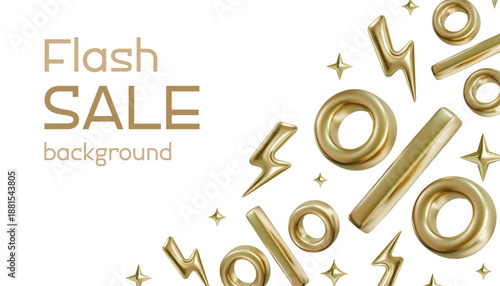 3d flash sale banner with discount offer. Flash sale background vector illstration