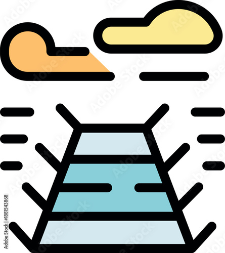 Airport runway is ready for landing and taking off, with clouds and wind illustrating air travel, aviation, and transportation concepts