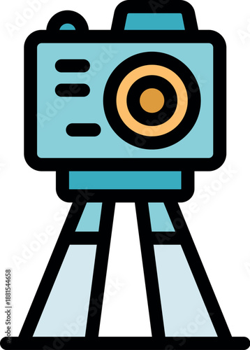 Digital camera on tripod capturing high quality photos and videos, perfect for photography enthusiasts and professionals