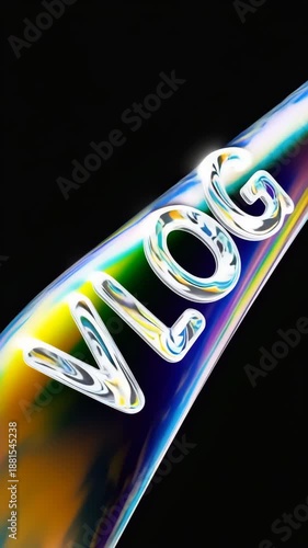 Vlog Text Typography With Glossy Metallic Effect
