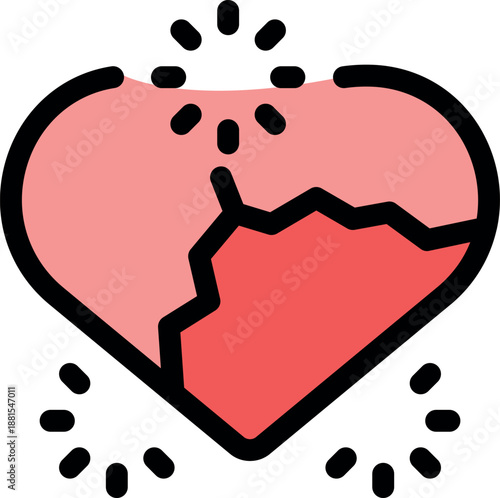 Heart with cracks representing emotional distress and heartbreak