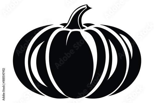 pumpkin silhouette line art vector illustration