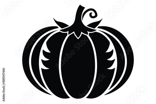 pumpkin silhouette line art vector illustration