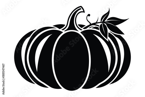 pumpkin silhouette line art vector illustration