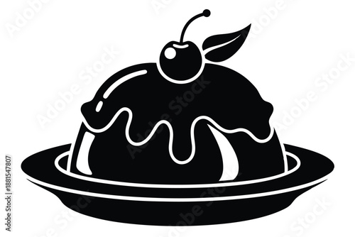 pudding silhouette line art vector illustration