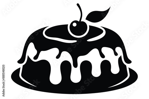 pudding silhouette line art vector illustration