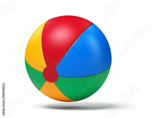 Free Download Vivid, multi-colored beach ball casting a shadow, isolated on white - GFXLoad