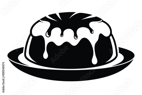 pudding silhouette line art vector illustration