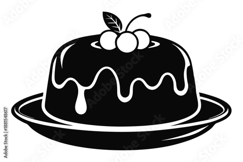 pudding silhouette line art vector illustration