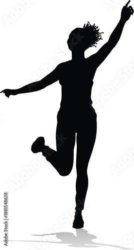 A happy woman in a cheerful...