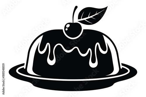 pudding silhouette line art vector illustration