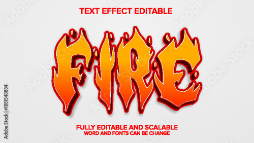 3d text effect fire vector editable