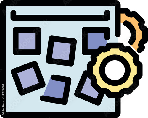 Website building process optimization is visualized with rotating gears, symbolizing efficiency and seamless workflow