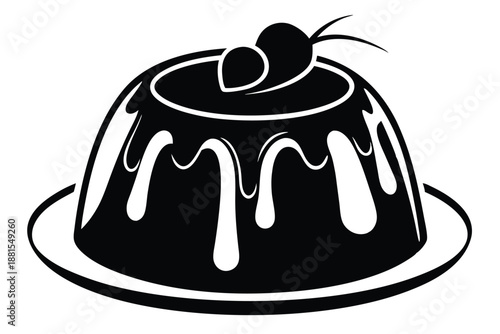 pudding silhouette line art vector illustration
