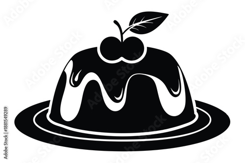 pudding silhouette line art vector illustration