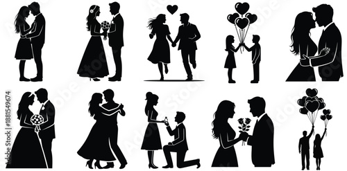 Elegant Wedding and Romantic Celebration Silhouettes