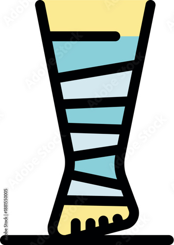 Elastic medical bandage is supporting injured leg, providing compression and immobilization for faster healing
