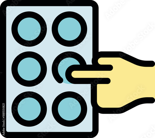 Finger activating a round button on a modern control panel, symbolizing decision making and user interaction