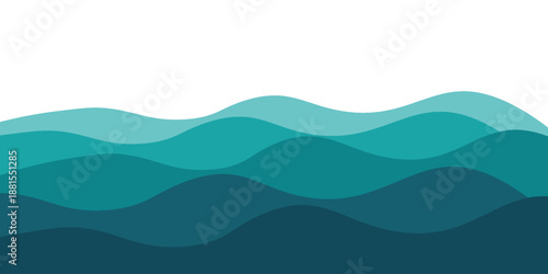 Sea waves layered vector background illustration and sea beach vector illustration.